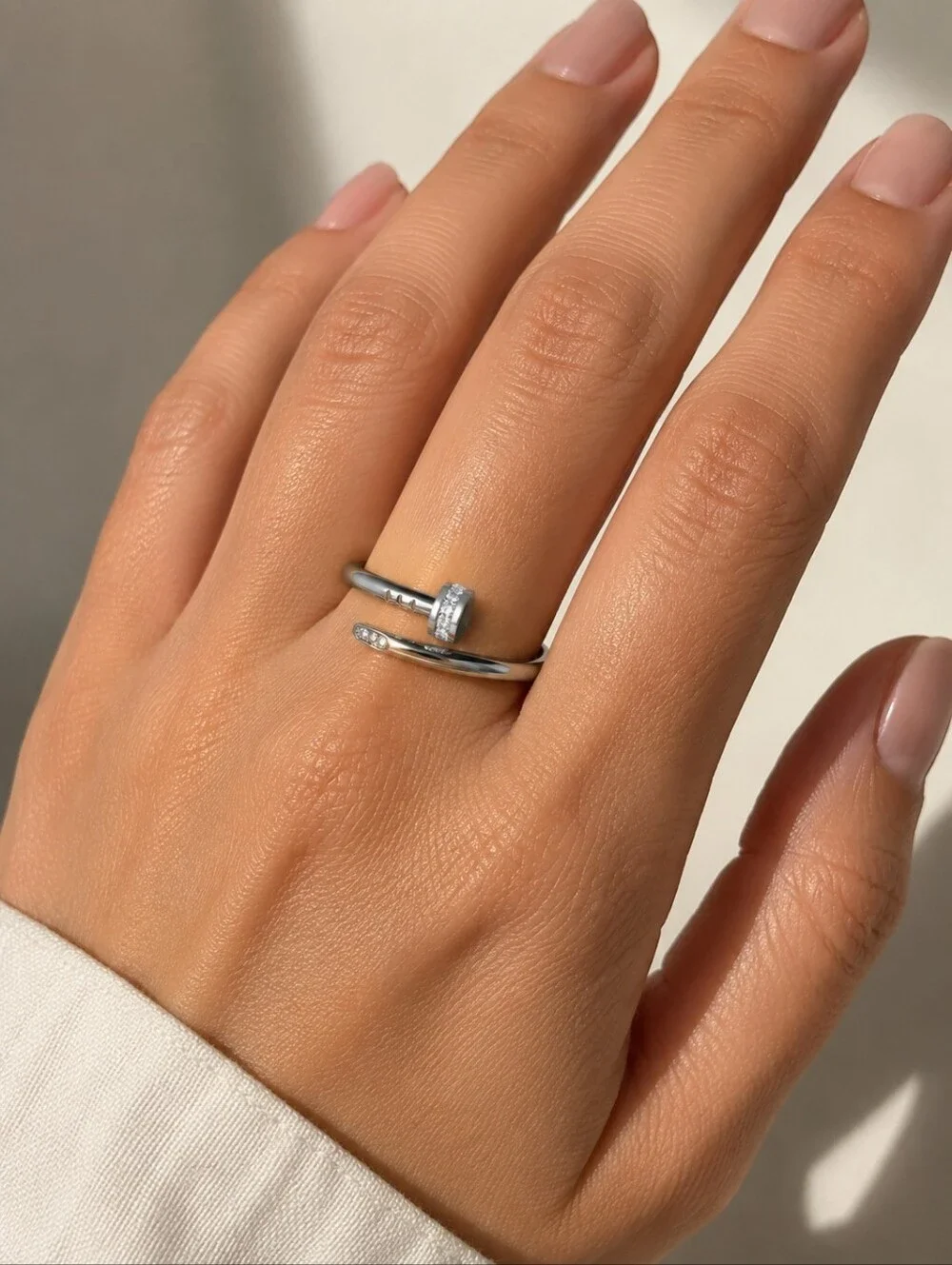 Stainless steel silver tone nail ring nwt